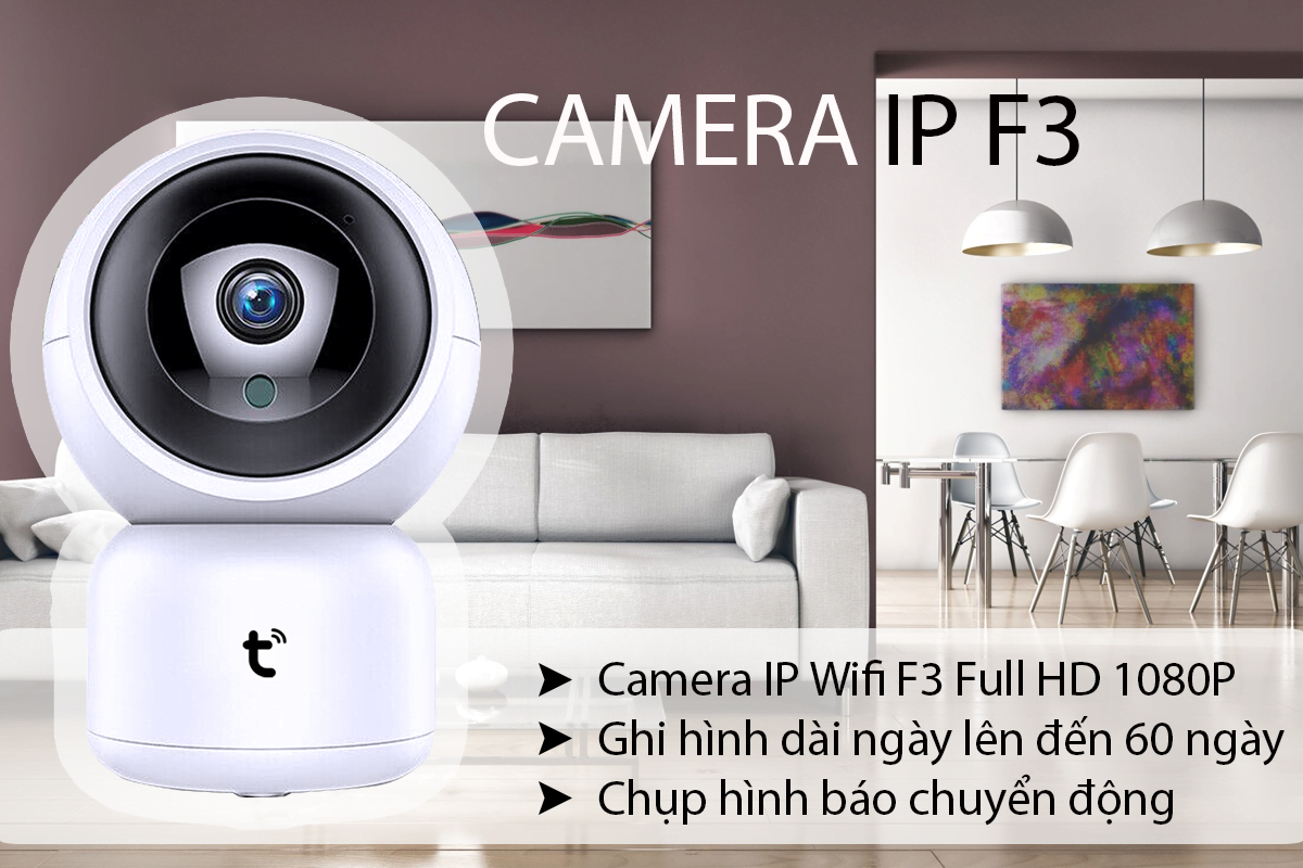 Camera IP Quan Sát F3, Wifi Trong Nhà Full HD 1080P